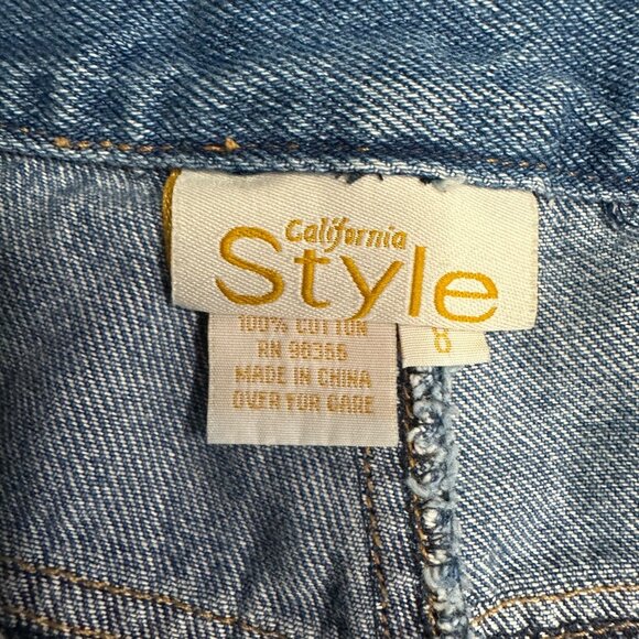 California Style Womens 8 Blue Bedazzled Denim Jeans Rhinestones Pocket Studs - Picture 5 of 12